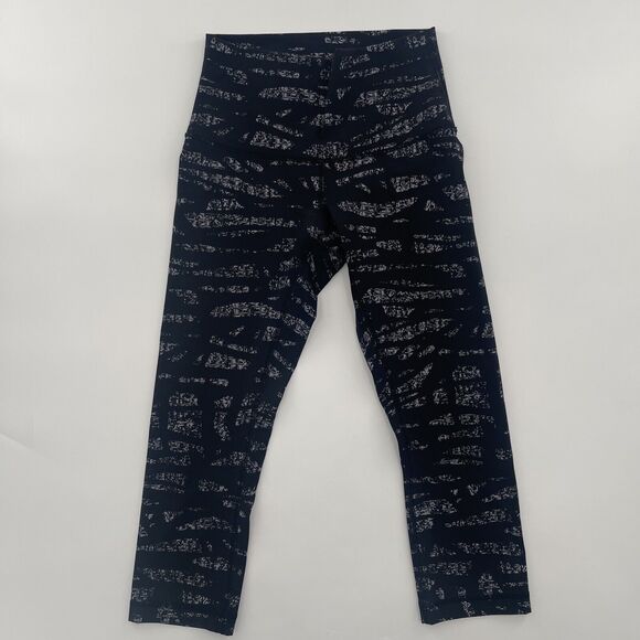 Lululemon Wunder Under Crop Hi-Rise Size 6 Graf Black White leggings - Picture 1 of 9